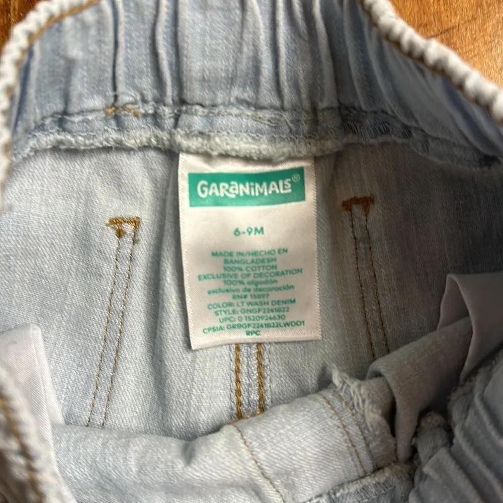 Garanimals jeans 6 to 9 months light wash jeans boho spring cotton 90s